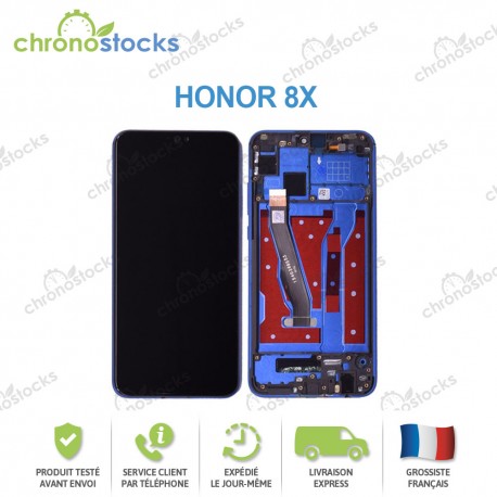Ecran LCD vitre tactile châssis pour Honor 8X bleu