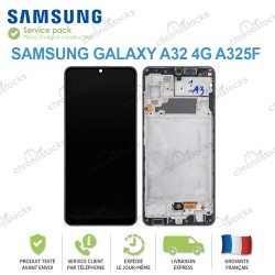 Ecran LCD vitre tactile châssis Samsung Galaxy A32 4G noir A325f