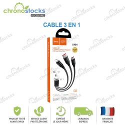 Hoco Cable 3 en 1 Noir USB vers Type-c , Lightning , micro-USB
