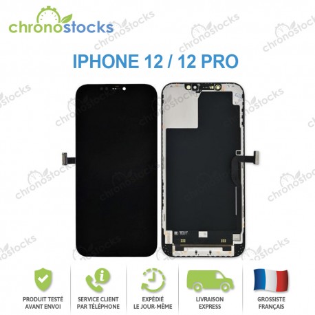 Ecran LCD vitre tactile iPhone 12 / 12 pro noir IN CELL