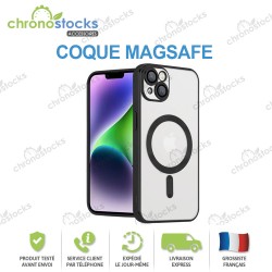 Coque silicone arrière transparente Noir MagSafe iPhone 14 Pus