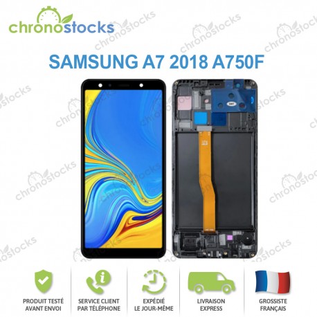 Ecran LCD vitre tactile châssis pour Samsung galaxy A7 2018 Noir