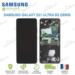 Ecran LCD vitre tactile châssis Samsung Galaxy S21 Ultra 5G G998B Noir