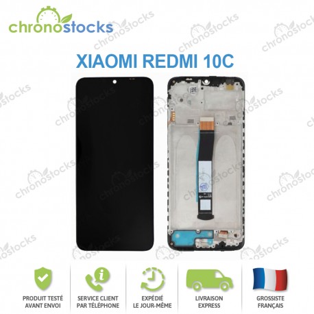 Ecran LCD vitre tactile chassis Xiaomi Redmi 10C noir