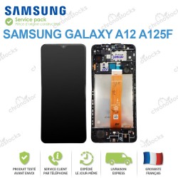 Ecran lcd vitre tactile châssis Samsung Galaxy A12 A125F Noir
