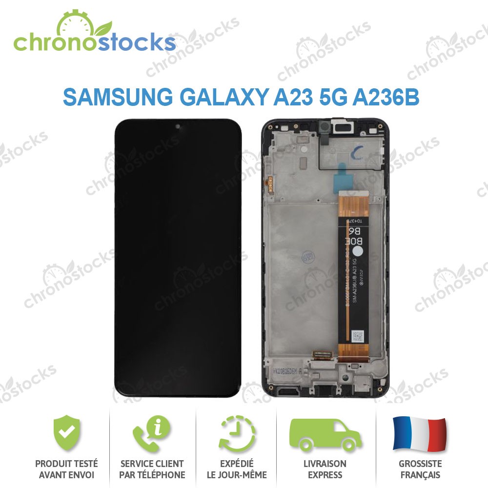 Ecran Lcd vitre tactile châssis Samsung Galaxy A23 5G A236B noir