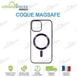 Coque silicone arrière transparente Violet MagSafe iPhone 15