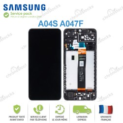 Ecran lcd vitre tactile châssis Samsung Galaxy A04S A047F Noir