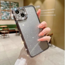 Coque silicone transparente avec pailette noir iPhone 12