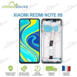 Ecran LCD vitre tactile chassis Xiaomi Redmi Note 9S M2003J6A1G Bleu