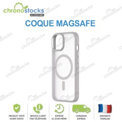 Coque silicone arrière transparente grises MagSafe iPhone 16 Pro Max