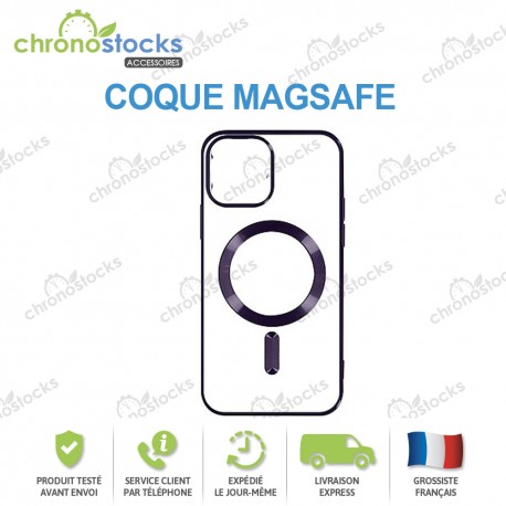 Coque silicone arrière transparente violet MagSafe iPhone 16 Pro Max