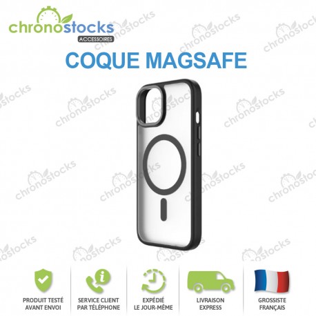 Coque silicone arrière transparente Noir MagSafe iPhone 16 