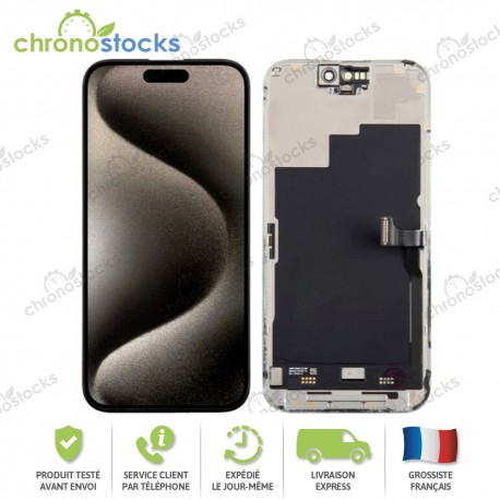 Ecran LCD vitre tactile iPhone 15 Pro noir (LTPS)