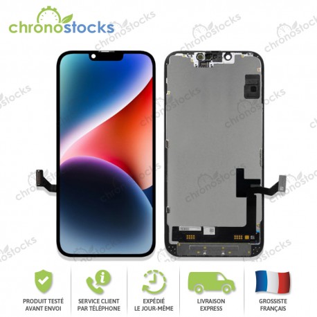 Ecran LCD vitre tactile iPhone 14 noir réconditionné