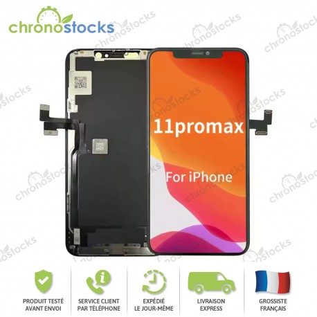 Ecran LCD vitre tactile pour iPhone 11 Pro Max noir soft oled