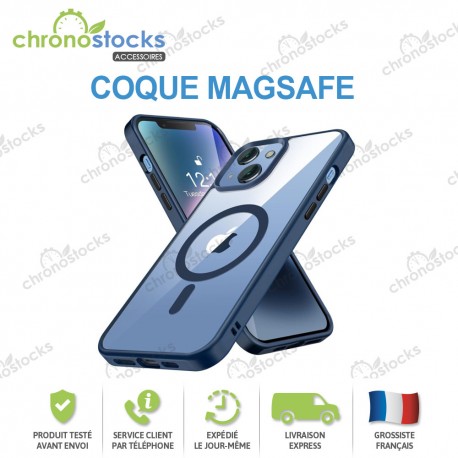 Coque silicone arrière bleu MagSafe iPhone 16