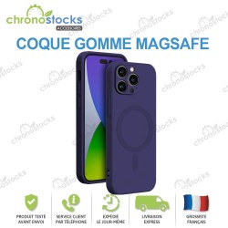 Coque silicone arrière violet MagSafe iPhone 16