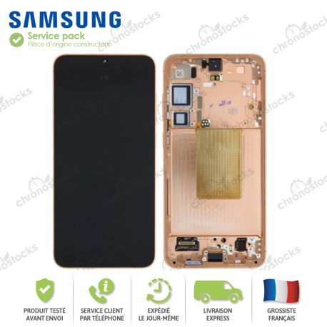 Ecran original LCD vitre tactile châssis Samsung Galaxy S24 Plus S926B orange