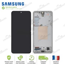 Ecran original LCD vitre tactile châssis Samsung Galaxy S24 S921B Argent