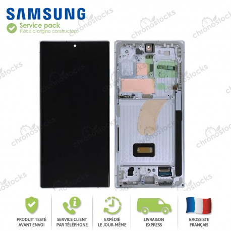Ecran original LCD vitre tactile châssis Samsung Galaxy S23 Ultra S918B noir