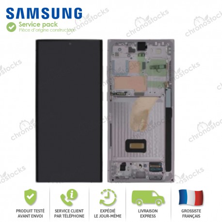 Ecran original vitre tactile châssis Samsung Galaxy S23 Ultra S918B Lavande