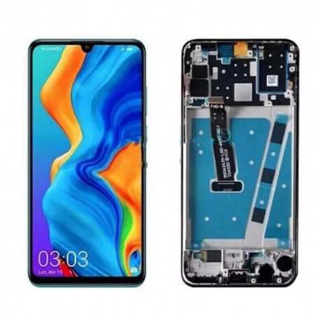 Bloc écran prémonté sur châssis Huawei P30 Lite noir MAR-L01