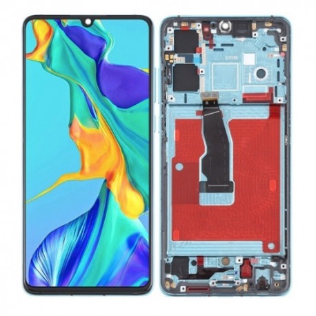 Ecran LCD vitre tactile châssis Oled Huawei P30 ELE-L29 bleu