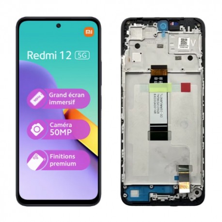 Ecran LCD vitre tactile chassis Xiaomi Redmi 12 4G / 5G noir