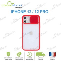 Coque arriere iPhone 12 / 12 Pro avec couvercle de protection Rouge