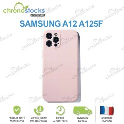 Coque arrière gomme Samsung Galaxy A12 Rose