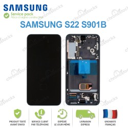Ecran original LCD vitre tactile châssis Samsung Galaxy S22 S901B noir