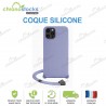 Coque arrière gomme Violet iPhone 13 Pro avec cordon
