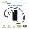 Coque arrière gomme Noir iPhone 14 Pro avec cordon