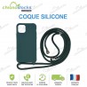 Coque arrière gomme Vert iPhone 14 Plus avec cordon