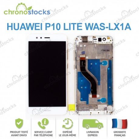 Ecran LCD + vitre tactile + châssis Huawei P10 Lite blanc WAS-LX1A