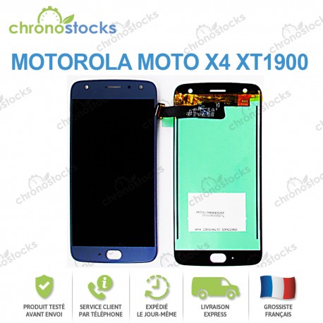 Ecran LCD + vitre tactile Motorola X4 bleu