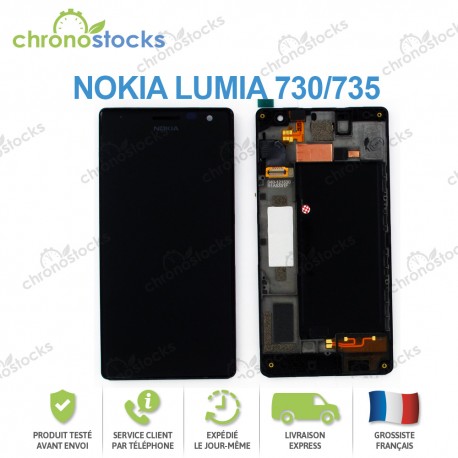 Écran LCD complet + vitre tactile + chassis Nokia Lumia 730/735 noir