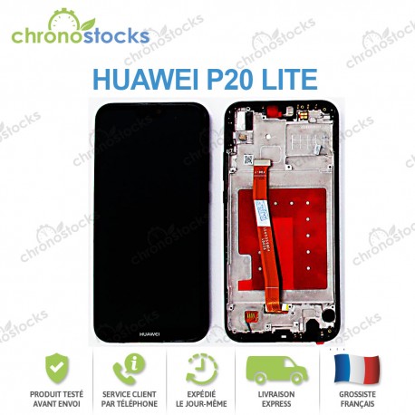 Ecran LCD vitre tactile chassis pour Huawei P20 Lite noir Ane-Lx1