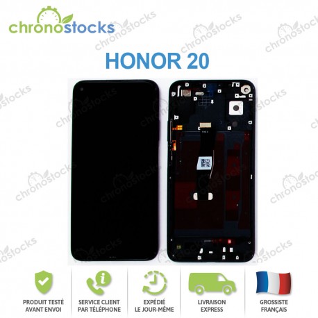 Ecran LCD vitre tactile châssis pour Honor 20 noir