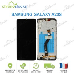 Ecran LCD vitre tactile châssis Samsung Galaxy A20s noir