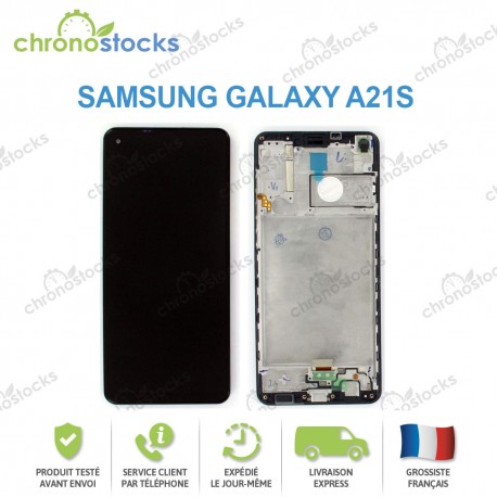 Ecran LCD vitre tactile frame châssis Samsung Galaxy A21s a217f noir