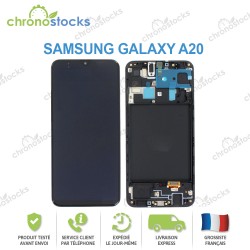 Ecran LCD vitre tactile châssis Samsung A20 noir SM-A205F