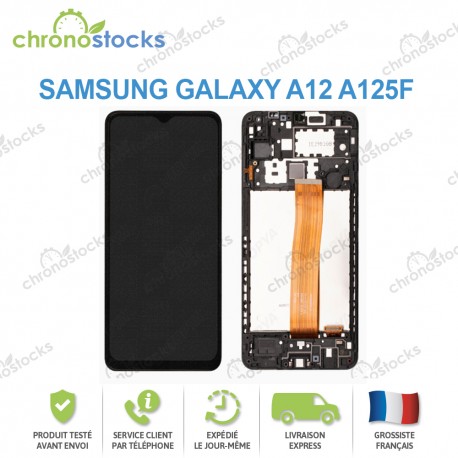 Ecran complet sur châssis Samsung Galaxy A12 A125F noir