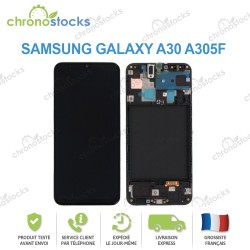 Ecran complet sur châssis Samsung Galaxy A30 A305F noir