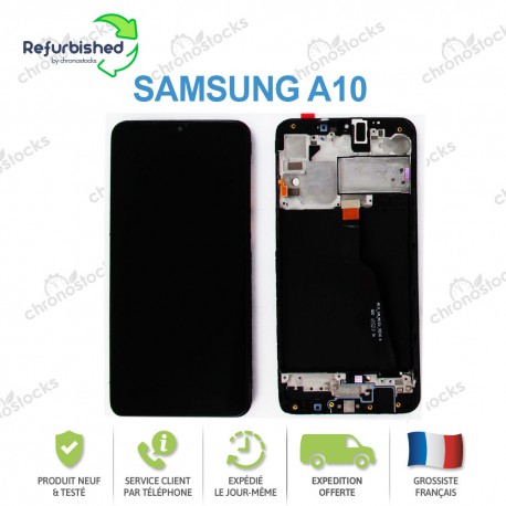 Ecran complet sur châssis Samsung Galaxy A10 noir A105F FN (reconditionné)