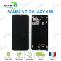 Ecran LCD vitre tactile pour Samsung A50 SM-A505F noir (reconditionné)