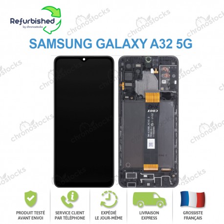 Ecran LCD vitre tactile châssis Samsung Galaxy A32 5G noir SM-A326B (reconditionné)