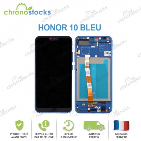 Ecran LCD vitre tactile châssis Honor 10 Bleu